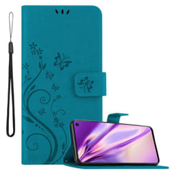 Cadorabo Flower Case for Samsung Galaxy S10 5G Cover Book Wallet Protection PU Leather Flip Magnetic Etui - FLORAL BLAU, Samsung Galaxy S10 5G