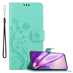 Cadorabo Flower Case for Samsung Galaxy S10 5G Cover Book Wallet Protection PU Leather Flip Magnetic Etui - FLORAL TÃRKIS, Samsung Galaxy S10 5G