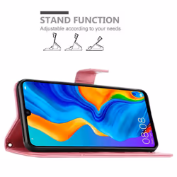 Cadorabo Flower Case for Huawei P30 LITE Cover Book Wallet Protection PU Leather Flip Magnetic Etui - FLORAL ROSA, Huawei P30 LITE
