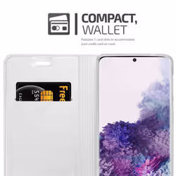Cadorabo Case for Samsung Galaxy S20 PLUS Cover Book Wallet Protection PU Leather Flip Magnetic Etui - CLASSY SILBER, Samsung Galaxy S20 PLUS