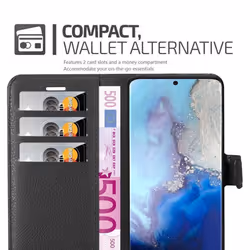 Cadorabo Case for Samsung Galaxy S20 Cover Book Wallet Protection PU Leather Magnetic Etui - PHANTOM SCHWARZ, Samsung Galaxy S20