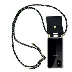 Cadorabo Lanyard Gold Necklace Case for Samsung Galaxy S20 PLUS TPU Silicone Cover Back Case - Army Style, Samsung Galaxy S20 PLUS