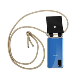 Cadorabo Lanyard Silver Necklace Case for Samsung Galaxy S20 TPU Silicone Cover Back Case - GLÃNZEND BRAUN, Samsung Galaxy S20