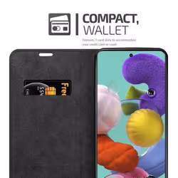 Cadorabo Case for Samsung Galaxy A51 4G / M40s Cover Book Wallet Protection PU Leather Flip Magnetic Etui - NACHT SCHWARZ, Samsung Galaxy A51