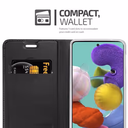 Cadorabo Case for Samsung Galaxy A51 4G / M40s Cover Book Wallet Protection PU Leather Flip Magnetic Etui - CLASSY SCHWARZ, Samsung Galaxy A51
