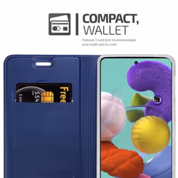 Cadorabo Case for Samsung Galaxy A51 4G / M40s Cover Book Wallet Protection PU Leather Flip Magnetic Etui - CLASSY DUNKEL BLAU, Samsung Galaxy A51