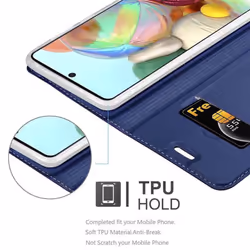 Cadorabo Case for Samsung Galaxy A71 4G Cover Book Wallet Protection PU Leather Flip Magnetic Etui - CLASSY DUNKEL BLAU, Samsung Galaxy A71