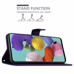 Cadorabo Flower Case for Samsung Galaxy A51 4G / M40s Cover Book Wallet Protection PU Leather Flip Magnetic E - FLORAL DUNKEL LILA, Samsung Galaxy A51