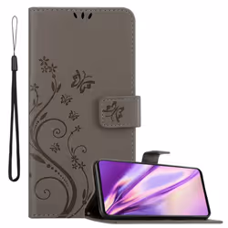 Cadorabo Flower Case for Samsung Galaxy A71 4G Cover Book Wallet Protection PU Leather Flip Magnetic Etui - FLORAL GRAU, Sams ...