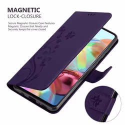 Cadorabo Flower Case for Samsung Galaxy A71 4G Cover Book Wallet Protection PU Leather Flip Magnetic Etui - FLORAL DUNKEL LILA, Samsung Galaxy A71