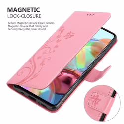 Cadorabo Flower Case for Samsung Galaxy A71 4G Cover Book Wallet Protection PU Leather Flip Magnetic Etui - FLORAL ROSA, Samsung Galaxy A71