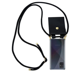 Cadorabo Lanyard Gold Necklace Case for Samsung Galaxy A51 4G / M40s TPU Silicone Cover Back Case - SCHWARZ, Samsung Galaxy A51