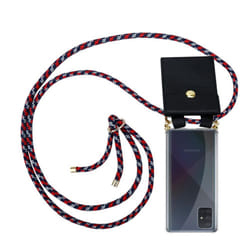 Cadorabo Lanyard Gold Necklace Case for Samsung Galaxy A51 4G / M40s TPU Silicone Cover Back Case - ROT BLAU WEISS, Samsung Galaxy A51