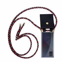 Cadorabo Lanyard Gold Necklace Case for Samsung Galaxy A51 4G / M40s TPU Silicone Cover Back Case - ROT BLAU GELB, Samsung Ga ...