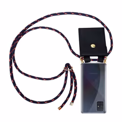 Cadorabo Lanyard Gold Necklace Case for Samsung Galaxy A51 4G / M40s TPU Silicone Cover Back Case - BLAU ROT WEISS GEPUNKTET, ...