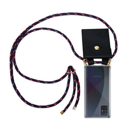 Cadorabo Lanyard Gold Necklace Case for Samsung Galaxy A51 4G / M40s TPU Silicone Cover Back Case - BLAU ROT WEISS GEPUNKTET, Samsung Galaxy A51