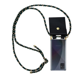Cadorabo Lanyard Gold Necklace Case for Samsung Galaxy A71 4G TPU Silicone Cover Back Case - Army Style, Samsung Galaxy A71