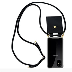 Cadorabo Lanyard Gold Necklace Case for Samsung Galaxy S20 PLUS TPU Silicone Cover Back Case - SCHWARZ, Samsung Galaxy S20 PLUS