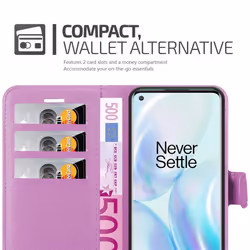 Cadorabo Case for OnePlus 8 Cover Book Wallet Protection PU Leather Magnetic Etui - PASTEL PURPLE