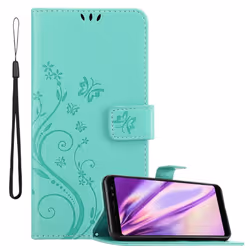 Cadorabo Flower Case for Samsung Galaxy A8 2018 Cover Book Wallet Protection PU Leather Flip Magnetic Etui - FLORAL TÃRKIS,  ...