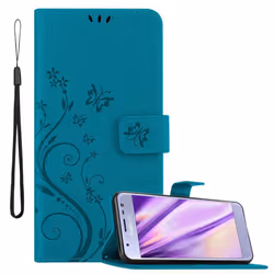 Cadorabo Flower Case for Samsung Galaxy J3 2017 Cover Book Wallet Protection PU Leather Flip Magnetic Etui - FLORAL BLAU, Sam ...