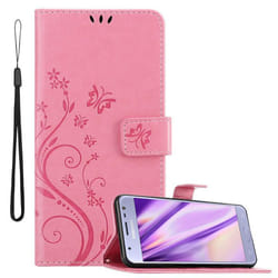 Cadorabo Flower Case for Samsung Galaxy J3 2017 Cover Book Wallet Protection PU Leather Flip Magnetic Etui - FLORAL ROSA, Samsung Galaxy J3 2017