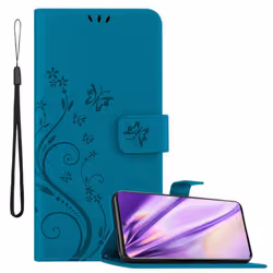 Cadorabo Flower Case for Samsung Galaxy S20 Cover Book Wallet Protection PU Leather Flip Magnetic Etui - FLORAL BLAU, Samsung ...