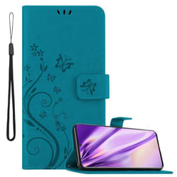 Cadorabo Flower Case for Samsung Galaxy S20 Cover Book Wallet Protection PU Leather Flip Magnetic Etui - FLORAL BLAU, Samsung Galaxy S20