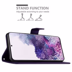 Cadorabo Flower Case for Samsung Galaxy S20 PLUS Cover Book Wallet Protection PU Leather Flip Magnetic E - FLORAL DUNKEL LILA, Samsung Galaxy S20 Plus