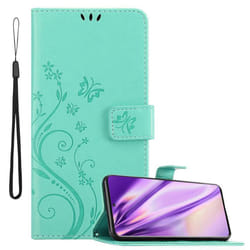 Cadorabo Flower Case for Samsung Galaxy S20 PLUS Cover Book Wallet Protection PU Leather Flip Magnetic Etui - FLORAL TÃRKIS, Samsung Galaxy S20 Plus