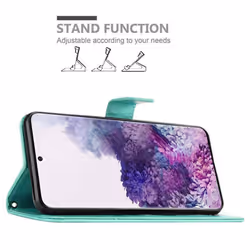 Cadorabo Flower Case for Samsung Galaxy S20 PLUS Cover Book Wallet Protection PU Leather Flip Magnetic Etui - FLORAL TÃRKIS, Samsung Galaxy S20 Plus
