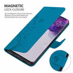 Cadorabo Flower Case for Samsung Galaxy S20 ULTRA Cover Book Wallet Protection PU Leather Flip Magnetic Etui - FLORAL BLAU, Samsung Galaxy S20 Ultra