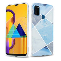 Cadorabo Case for Huawei P20 LITE 2018 / NOVA 3E TPU Silicone Cover Protection - Blue white gray marble No.2