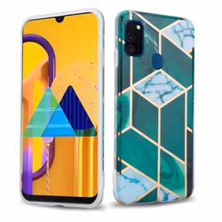 Cadorabo Case for Huawei P20 LITE 2018 / NOVA 3E TPU Silicone Cover Protection - Dark green white gold marble No.6