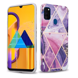 Cadorabo Case for Huawei P20 LITE 2018 / NOVA 3E TPU Silicone Cover Protection - Purple wave marble No.14