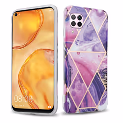 Cadorabo Case for Huawei NOVA 6 SE / P40 LITE / NOVA 7i TPU Silicone Cover Protection - Purple wave marble No.14