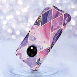Cadorabo Case for Huawei MATE 30 TPU Silicone Cover Protection - Purple wave marble No.14