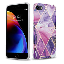 Cadorabo Case for Apple iPhone 7 / 7S / 8 / SE 2020 TPU Silicone Cover Protection - Purple wave marble No.14