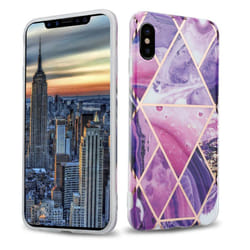 Cadorabo Case for Apple iPhone X / XS TPU Silicone Cover Protection - Purple wave marble No.14