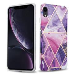 Cadorabo Case for Apple iPhone XR TPU Silicone Cover Protection - Purple wave marble No.14
