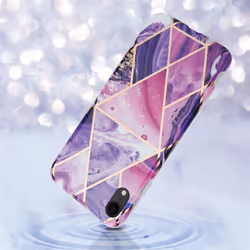 Cadorabo Case for Apple iPhone XR TPU Silicone Cover Protection - Purple wave marble No.14