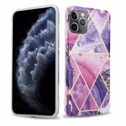 Cadorabo Case for Apple iPhone 11 PRO TPU Silicone Cover Protection - Purple wave marble No.14