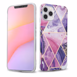 Cadorabo Case for Apple iPhone 12 / 12 PRO TPU Silicone Cover Protection - Purple wave marble No.14