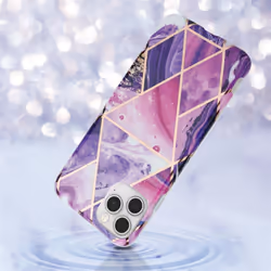 Cadorabo Case for Apple iPhone 12 / 12 PRO TPU Silicone Cover Protection - Purple wave marble No.14