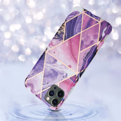 Cadorabo Case for Apple iPhone 12 PRO MAX TPU Silicone Cover Protection - Purple wave marble No.14