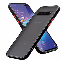 Cadorabo Case for Samsung Galaxy S10 4G Cover Matt Protection Hard Case Shockproof hard case TPU - Frosted Black - Red Keys