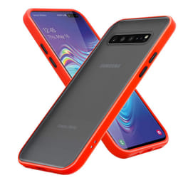 Cadorabo Case for Samsung Galaxy S10 4G Cover Matt Protection Hard Case Shockproof hard case TPU - Frosted Red - Black Keys