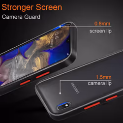 Cadorabo Case for Samsung Galaxy A10 / M10 Cover Matt Protection Hard Case Shockproof hard case - Matt Schwarz - Rote Tasten, Samsung Galaxy A10 / M10