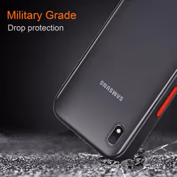 Cadorabo Case for Samsung Galaxy A10 / M10 Cover Matt Protection Hard Case Shockproof hard case - Matt Schwarz - Rote Tasten, Samsung Galaxy A10 / M10