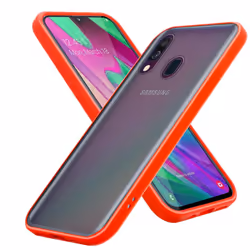 Cadorabo Case for Samsung Galaxy A40 Cover Matt Protection Hard Case Shockproof hard case TPU - Frosted Red - Black Keys